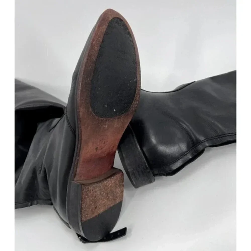 Johnston Murphy Vero Cuoio Knee High Black Leather Riding Boots Womens Size 8M